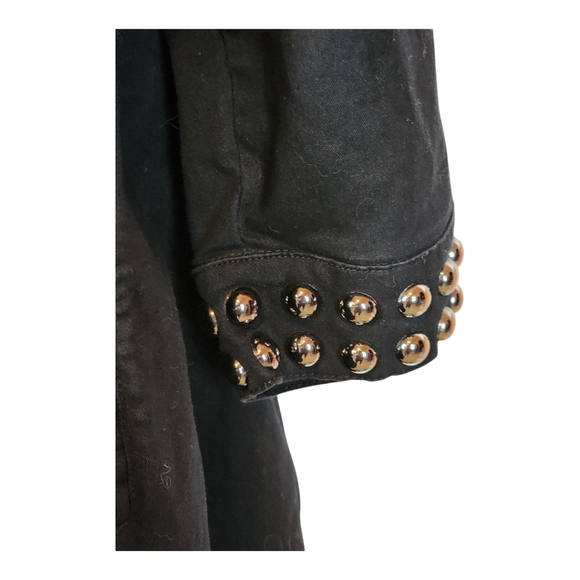 Tia Black Studded Embellished Jacket XL 3/4 Sleeve Pockets Rocker Chic Layer - Picture 6 of 9